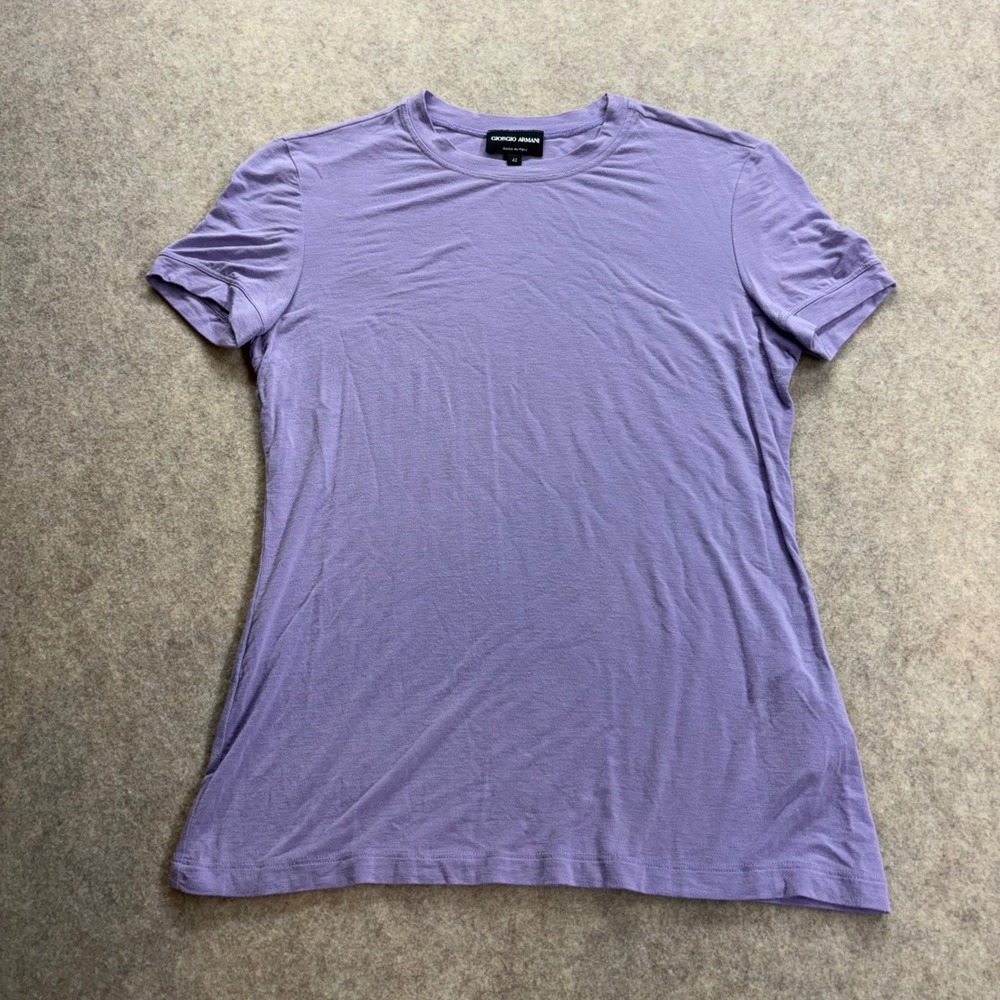 Giorgio Armani Purple Viscose Stretch Crew T-Shirt Made Italy Women's 42 Small